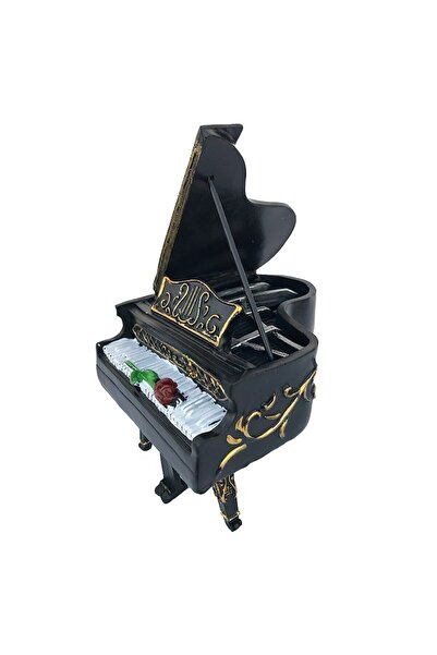 OEM Piano-shaped resin piggy bank, 14x22 cm, black