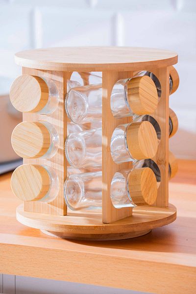 ACAR Calix Bamboo Rotating Mechanism 12 Spice Rack Set
