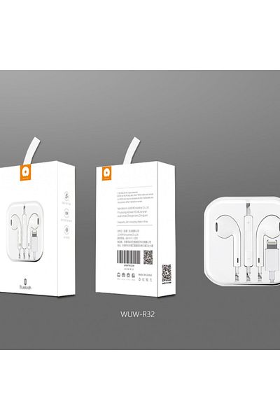 ATM Casti Audio cu Microfon si cu Port Lightning WUW-R32 compatibile iPhone, Alb