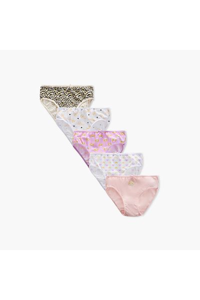 Juniors Printed Briefs with Elasticated Waistband - Set of 5