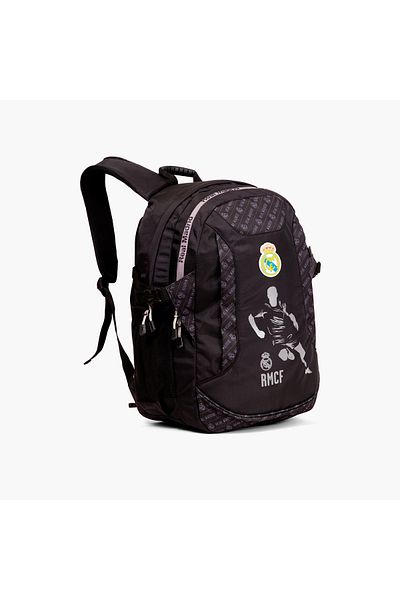 Real Madrid 18-inch Logo Print Backpack with Adjustable Straps - 28x13x45 cms