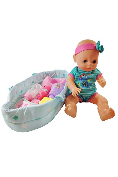 PROCART Păpușă interactivă bebeluș, cu funcție de urinare, diverse accesorii, ochi mobili, cărucior, biberoane, oliță, haine