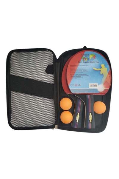 divendi-ro Set de ping-pong cu 2 palete, 3 mingi și geantă de transport, pentru copii de la 7 ani +, 25,5x15cm, negru-roșu