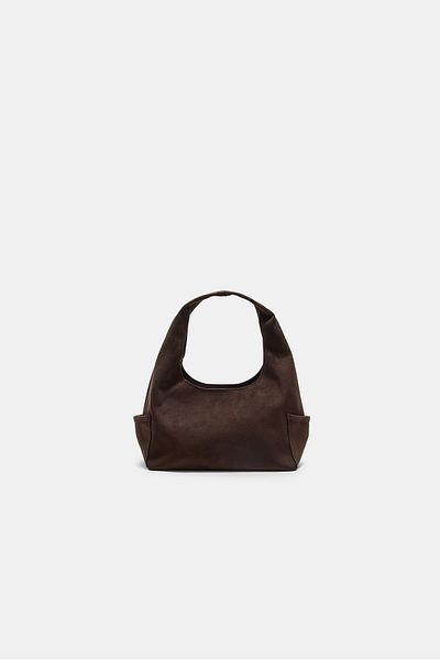 Stradivarius Faux suede shoulder bag with pockets
