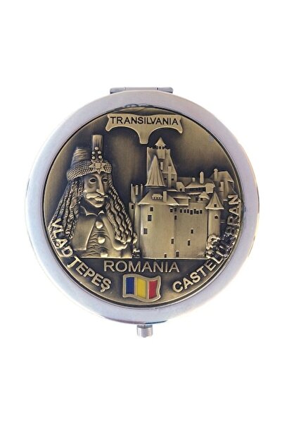 OEM Set 12 Metal Pocket Mirrors, Vlad Tepes and Bran Castle, 7x7cm, Multicolor, M1