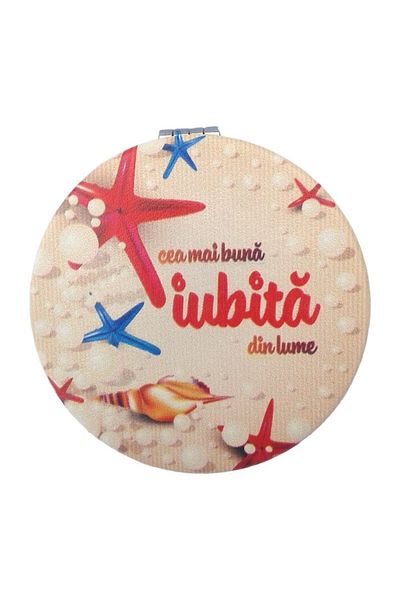 OEM Oglindă metalică tip poșetă, Cea mai bună prietenă din lume, 7x7cm, multicoloră, M1