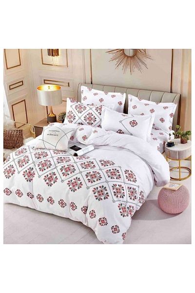 JOJO HOME Lenjerie de pat dublu cu elastic, Jojo Home, imprimeu Traditional, M9, 6 piese, 2 persoane, 180x200c