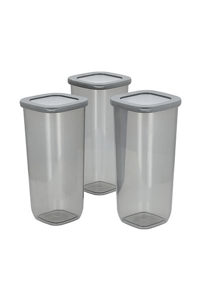 Generic مجموعة علب طعام بلاستيكية رمادية مع أغطية 9 قطع
