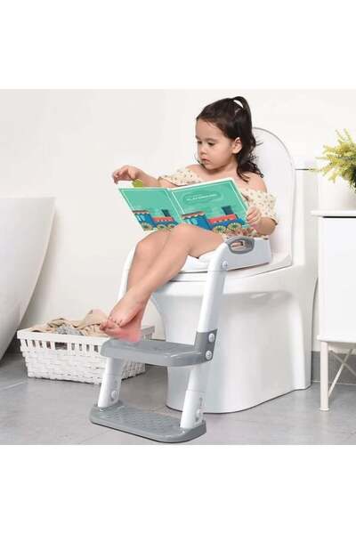 divendi-ro Reductor WC, pentru copii, cu scară, dimensiuni 41x12,5x39cm, gri