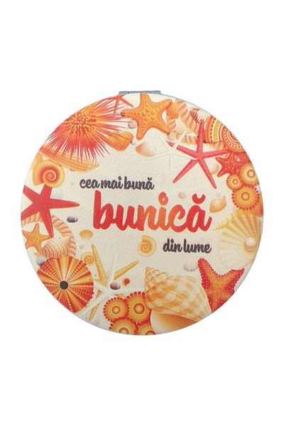OEM Oglindă metalică tip poșetă - Cea mai bună bunică din lume, 7x7cm, multicoloră, M2