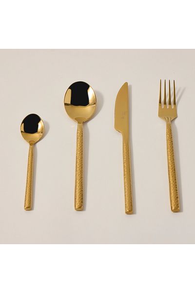 LA MESA Manuscript 16 Pcs Cutlery Set Gold Color