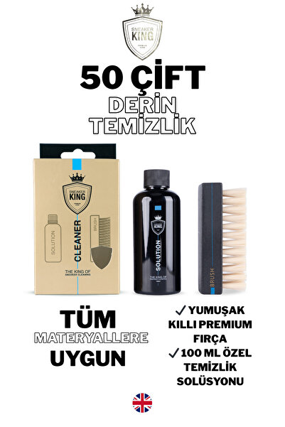 Sneaker King | Ayakkabı Temizlik Kiti - Premium Solüsyon & Premium Fırça | Tüm Materyaller