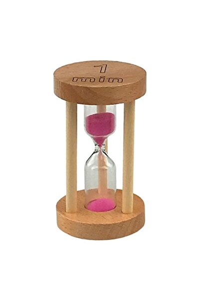 OEM Wooden Hourglass 1 Minute, 5x9 cm, Brown-Pink