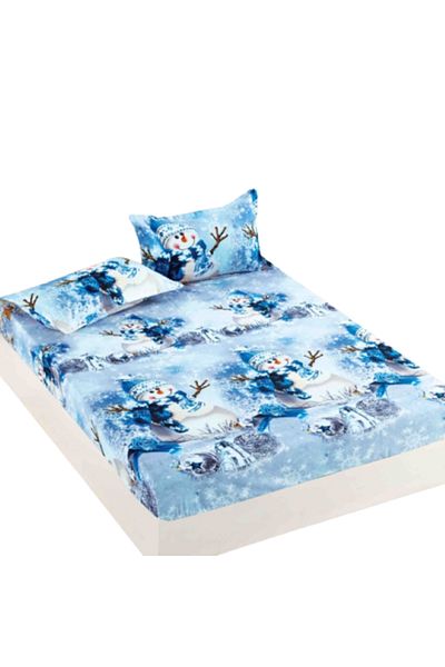 JOJO HOME Husa de pat si 2 fete de perna, Jojo Home, Finet, 2 persoane, 3 piese, Om de Zapada, 160x200cm, Mult