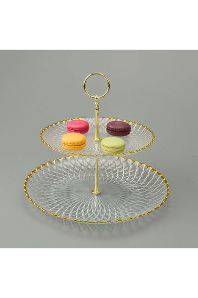 Evidea Kitchen Zelazo İki Katlı Kurabiyelik - Şeffaf / Altın