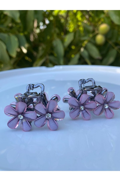 Gozibygoz Set of 2 Small Metal Peg Buckles with Flower Figures and Stone Detail