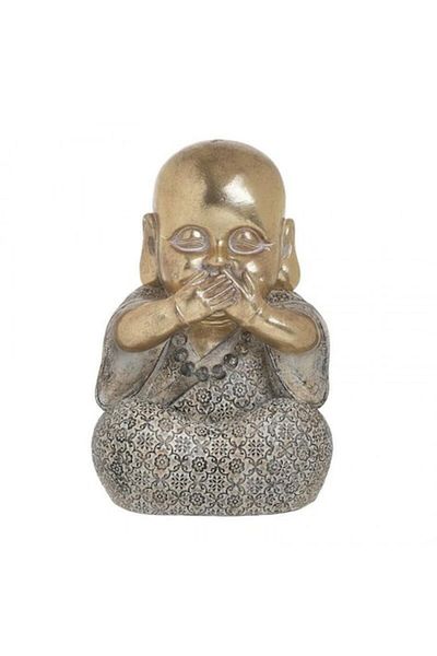 inart Golden Buddha Figurine Decoration, Resin, 16x15x22cm