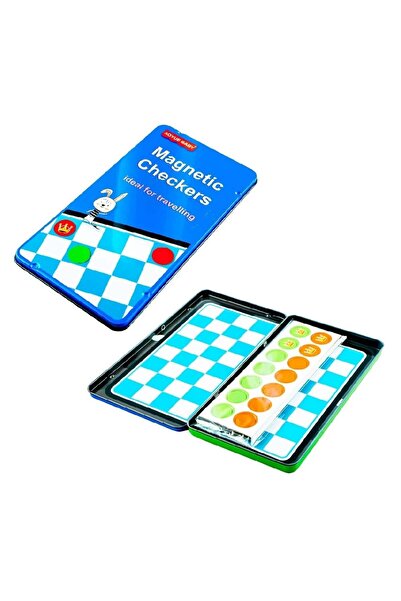 divendi-ro Joc de tablă magnetic - Dame, cutie metalică, pentru copii de 4 an...