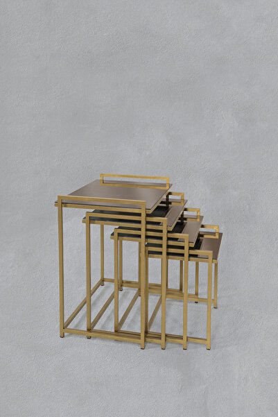 Veys Sehpa GOLD CAM - TEPSİ MODEL 4 LÜ ZİGON SEHPA ZİGON