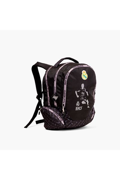 Real Madrid 18-inch Logo Print Backpack with Adjustable Straps - 28x13x45 cms