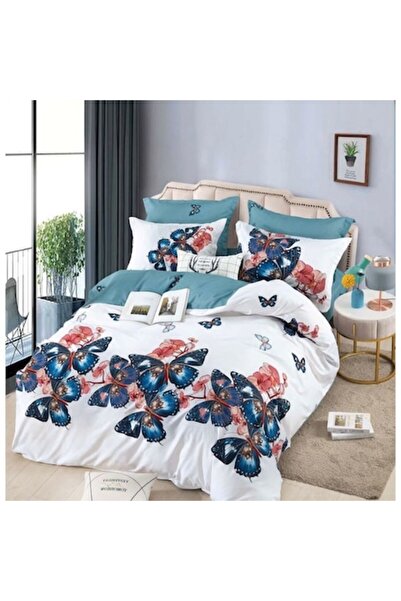 JOJO HOME Lenjerie de pat, Jojo Home, imprimeu Fluturi Colorati, 6 piese, 2 p...