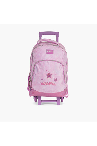 Pause حقيبة ترولي ناعمة مزينة بالنجوم مقاس 18 بوصة مع مقبض قابل للسحب