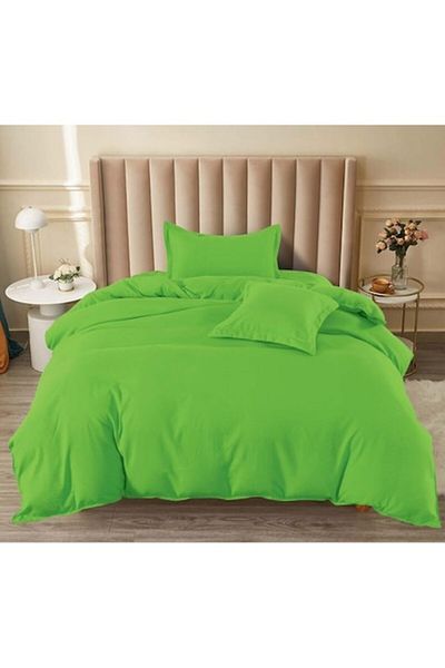 Pucioasa Lenjerie de pat, Pucioasa, Uni, 4 piese, 1 persoana, 140x200cm, Finet Satinat, Verde Avocado