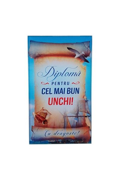OEM Glass Diploma Plaque, Dedication for Uncle, M5, 10x17cm