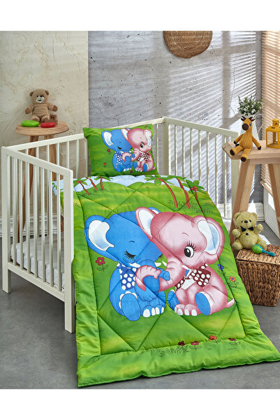 Komfort Home Printed 100% Cotton Silicone Fiber Baby Quilt+Pillow