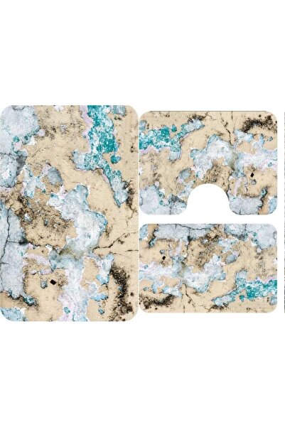OEM Set 3 Bathroom Rugs, Marble Print M1, Non-Slip, Multicolored, 50x60cm, 50x80cm, 60x100cm