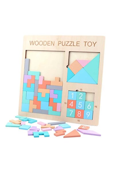 divendi-ro Puzzle cu forme și numere 3D, pentru copii de la 3 ani +, din lemn...