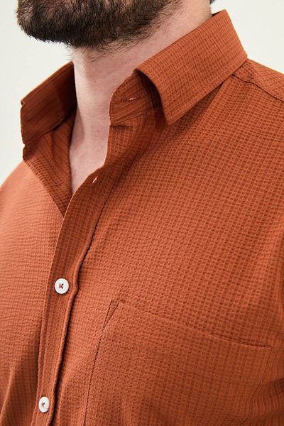 Mcr Seersucker Slim Fit Cotton Men's Shirt Tile - 27080.25Y