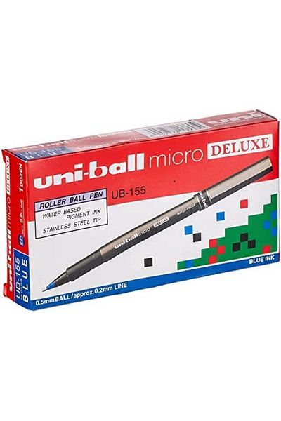 UNİ-BALL Micro Deluxe Tip 0.5mm Rollerball Pens – 12pk (Blue, MI-UB155-BE)