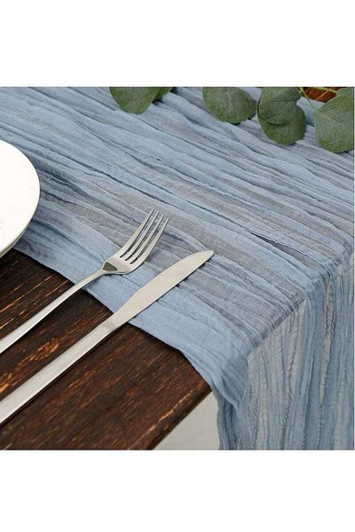 COOYA Dusty Cheesecloth Table Runner, Gauze Cloth Table Runner, For Wedding Baby Shower Decorations (Blue)