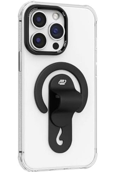 Generic PRADI iPhone 15 Pro Max Case, Magnetic Phone Grip, Shockproof Clear Back Cover, Built-in Kickstand R