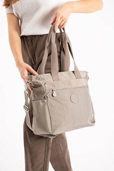 Sanmorris Women's Large Size Compartment Waterproof Crossbody and Shoulder Strap Mink Color Bag