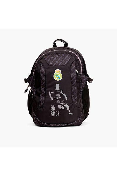 Real Madrid 18-inch Logo Print Backpack with Adjustable Straps - 28x13x45 cms