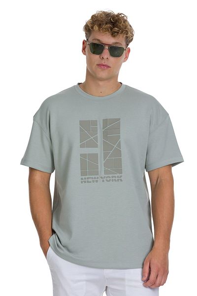 Hatemoğlu Gray Regular Fit Crew Neck Oversize T-Shirt
