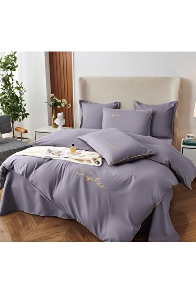 OEM Set de lenjerie de pat, Uni, Finet, 2 persoane, 6 piese, 230x245cm, Lavandă