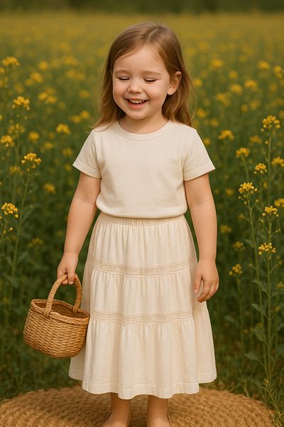 Zuff Baby Girl's White Fold Ruffle Long Skirt (2-7 Years) 0012478
