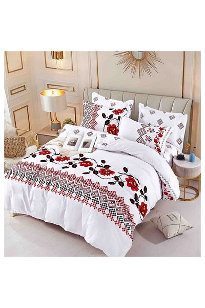 JOJO HOME Lenjerie de pat, Jojo Home, Imprimeu Traditional, M4, 6 piese, 2 persoane, 245x250cm, Finet Superior