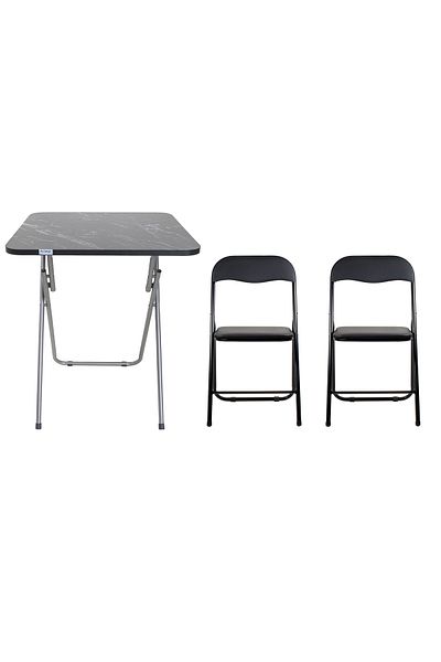 Zilan Folding table with mdf top, dimensions 60x60x72cm + plus 2 x folding kitchen chairs ZLN 6999_2S
