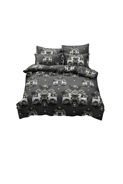 JOJO HOME Bed linen, Finet, 2 persons, 6 pieces, elegant with reindeer, 230x240cm