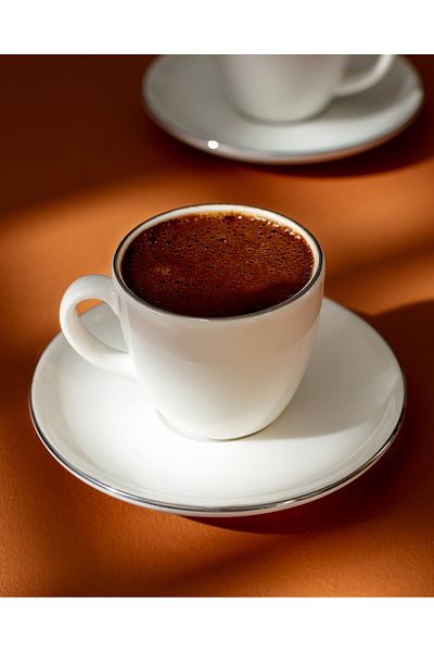 Madame Coco طقم فناجين قهوة نافار 6 أشخاص 12 قطعة - أبيض/فضي - 85 مل
