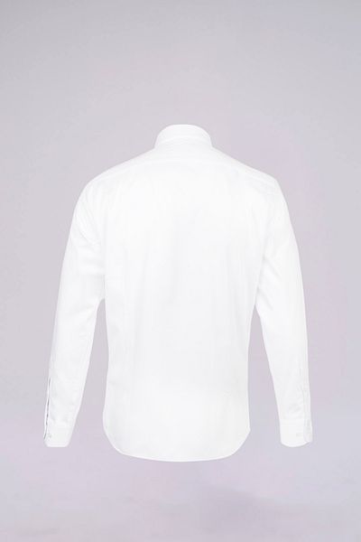 Hatemoğlu White Slim Fit Long Sleeve Open Italian Collar Satin Shirt