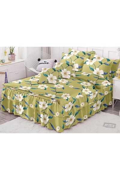 OEM Double Bedding Set with Ruffle, Finet, 6 Pieces, Floral Print, M12, 200x230cm