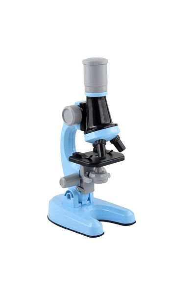 divendi-ro Kit with biological microscope and accessories, for children, zoom 100x, 400x, 1200x, Blue