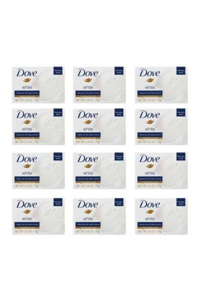Dove Pack Of 12 Travel Size Bar Soap With Moisturizing Cream White 75grams