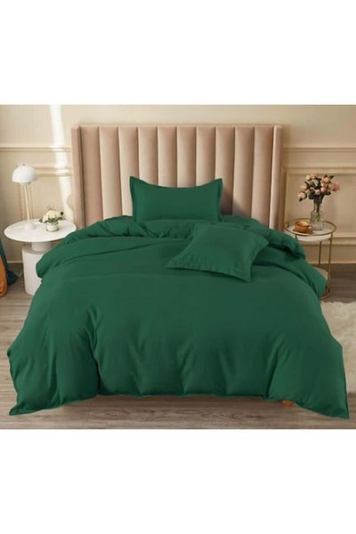 Pucioasa Bed Linen, Pucioasa, Uni, 4 Pieces, Single, 140x200cm, Satin Finet, Glass Green
