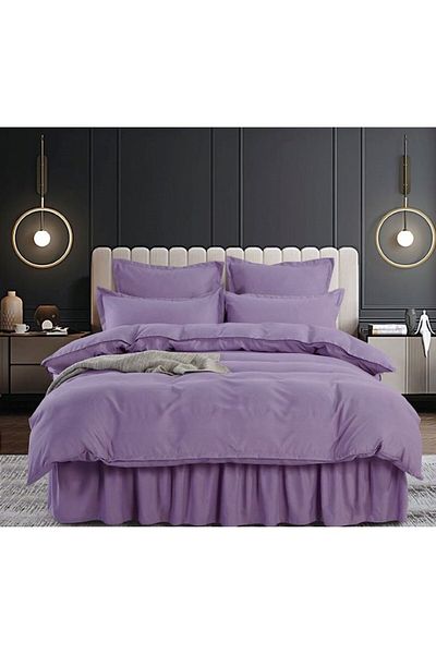 JOJO HOME Double Bedding Set with Ruffles, Jojo Home, 6 pieces, 200x220cm, Lilac